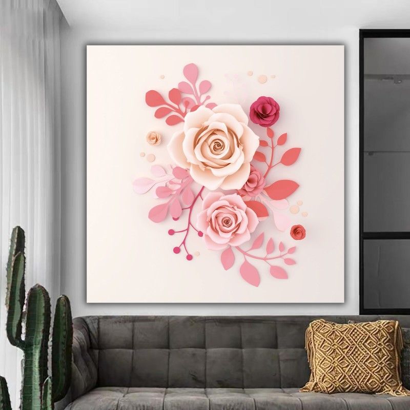 Pink Rose Wall Art, Flowers Canvas, Luxury Flowers Wall Decor, Rose Art,  Floral Wall Art, Flower Print, For Roses Wall Art (View 5 of 15)