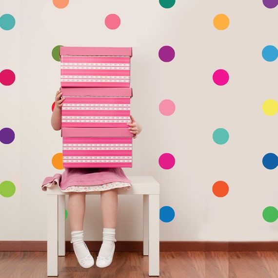 Polka Dots Decals 36 Confetti Rainbow Polka Dot Decals – Etsy Italia For Dots Wall Art (View 5 of 15)
