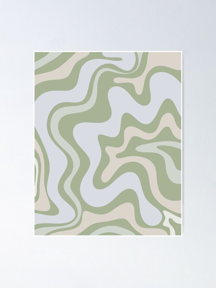 Poster « Liquid Swirl Contemporary Abstract In Light Sage Green Grey Amande  », Par Kierkegaard | Redbubble With Regard To Liquid Swirl Wall Art (View 1 of 15)