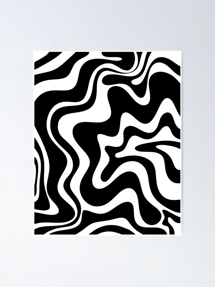 Poster « Liquid Swirl Retro Abstract Pattern En Noir Et Blanc », Par  Kierkegaard | Redbubble Within Liquid Swirl Wall Art (View 3 of 15)