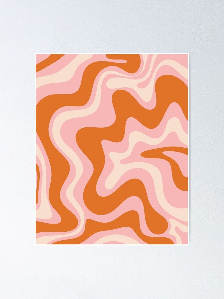 Poster « Liquid Swirl Retro Modern Abstract Pattern En Crème Rose Orange »,  Par Kierkegaard | Redbubble Regarding Liquid Swirl Wall Art (View 2 of 15)