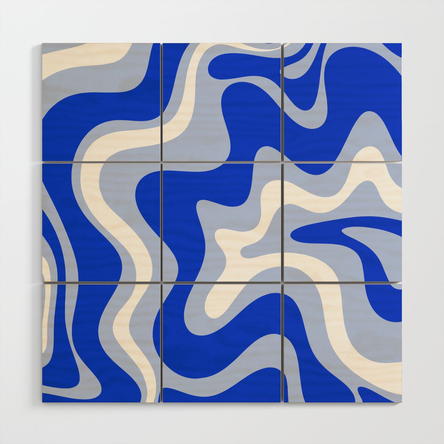 Retro Liquid Swirl Abstract Pattern Royal Blue, Light Blue, And White Wood Wall  Artkierkegaard Design Studio | Society6 Within Liquid Swirl Wall Art (View 15 of 15)