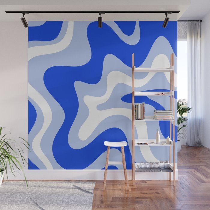 Retro Liquid Swirl Abstract Pattern Square In Royal Blue, Light Blue, And  White Wall Muralkierkegaard Des… | Wall Paint Designs, Wall Murals,  Room Wall Painting Intended For Liquid Swirl Wall Art (View 14 of 15)