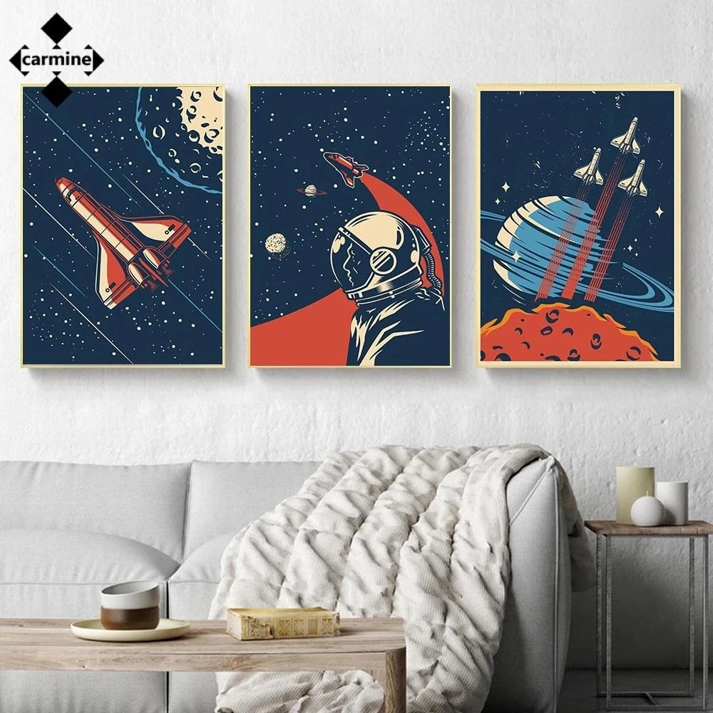 Retro Space Canvas Wall Art Vintage Art Posters And Prints Retro Travel  Landscape Print Painting For Living Room Home Decoration – Painting &  Calligraphy – Aliexpress Throughout Retro Art Wall Art (View 11 of 15)
