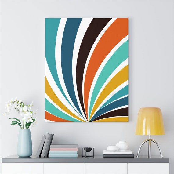 Retro Wall Art Psychedelic 70's Wave Groovy Black Blue – Etsy For Retro Wall Art (View 5 of 15)