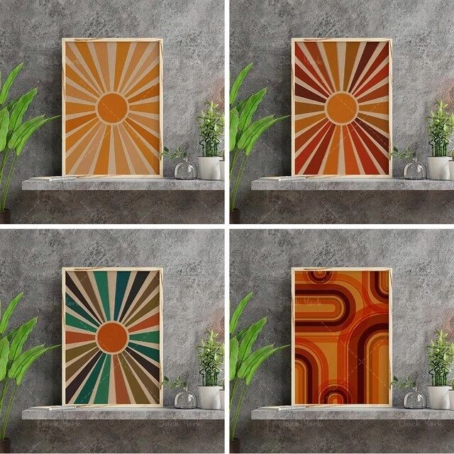 Retro Wall Art, Sun Art, Vintage Poster, 70s Wall Print, 70s Wall Art,  Rainbow Sun Art, 70s Style Art, Retro 70s Home Decor – Painting &  Calligraphy – Aliexpress Inside 70s Retro Wall Art (View 3 of 15)