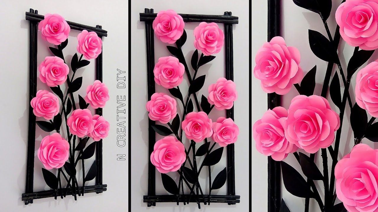 Rose Wall Hanging Craft | Diy Home Decor Ideas | Diy Room Decor | Paper Wall  Decor | Paper Wall Mate – Youtube Within Roses Wall Art (View 3 of 15)