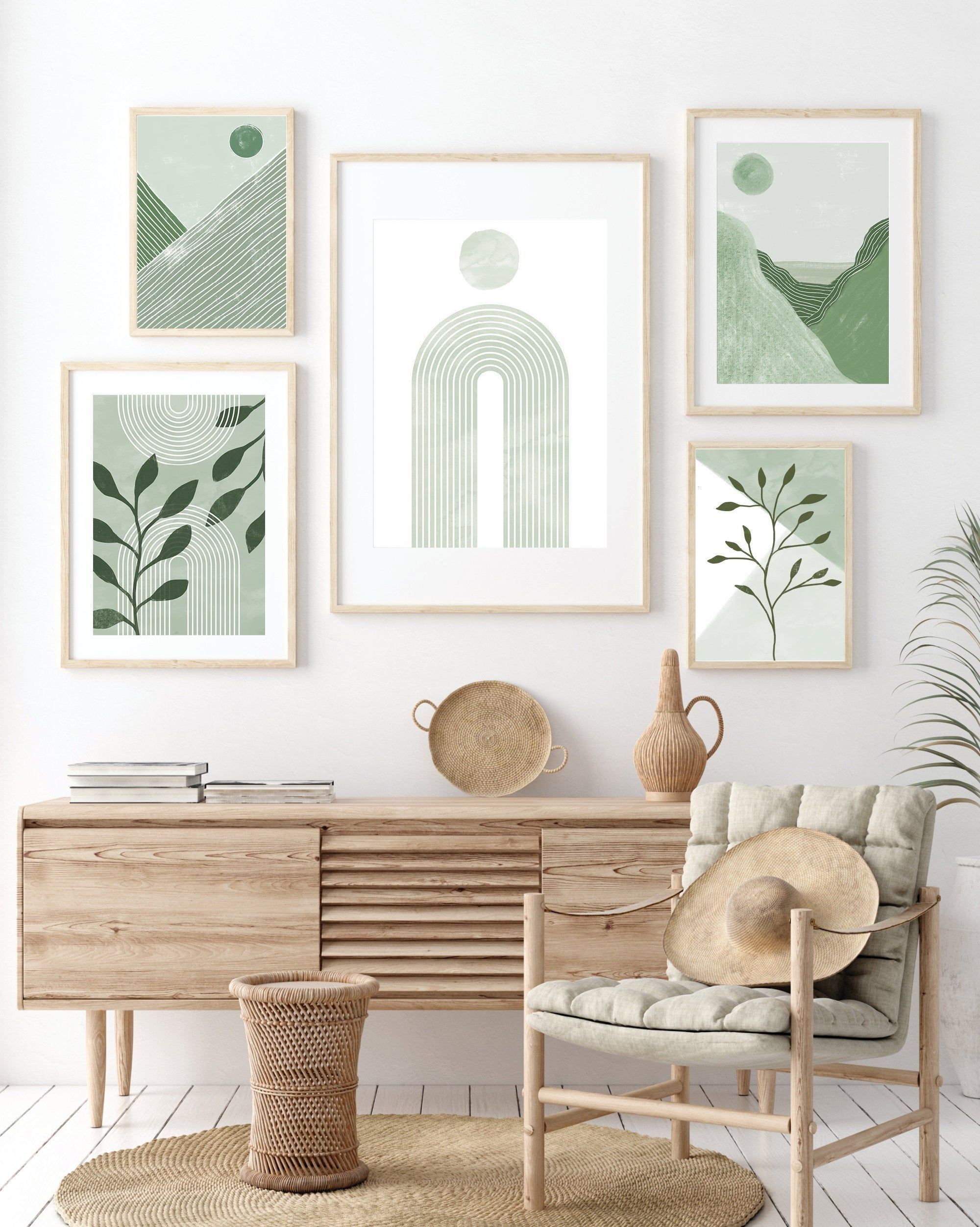 Sage Green Decor Abstract Printable Wall Art Set Of 5 – Etsy | Green Room  Decor, Sage Green Bedroom, Sage Green Living Room For Light Sage Wall Art (View 10 of 15)