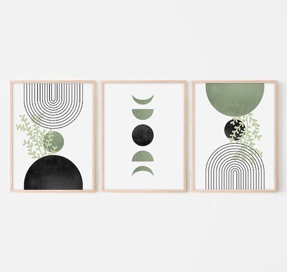 Sage Green Wall Art 3 Piece Wall Art Sage Green Decor Set Of – Etsy Italia With Regard To Light Sage Wall Art (View 13 of 15)