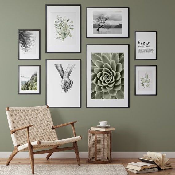 Sage Green Wall Art Gallery Wall Set Boho Wall Decor – Etsy With Regard To Olive Green Wall Art (View 5 of 15)