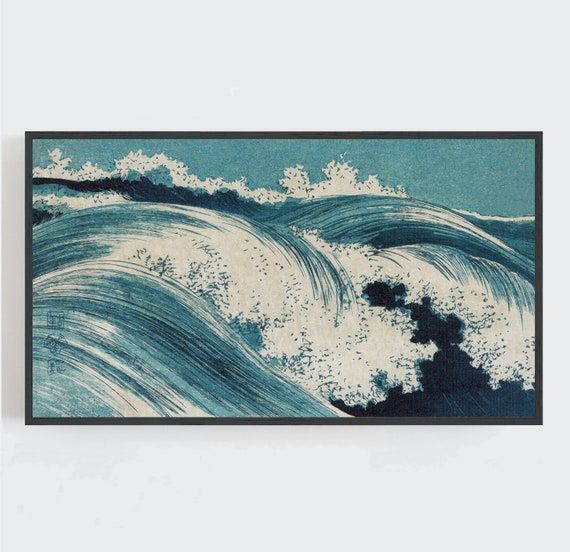 Samsung Frame Tv Art Ocean Waves Wall Art Vintage Wall Art – Etsy Italia Regarding Waves Wall Art (View 2 of 15)