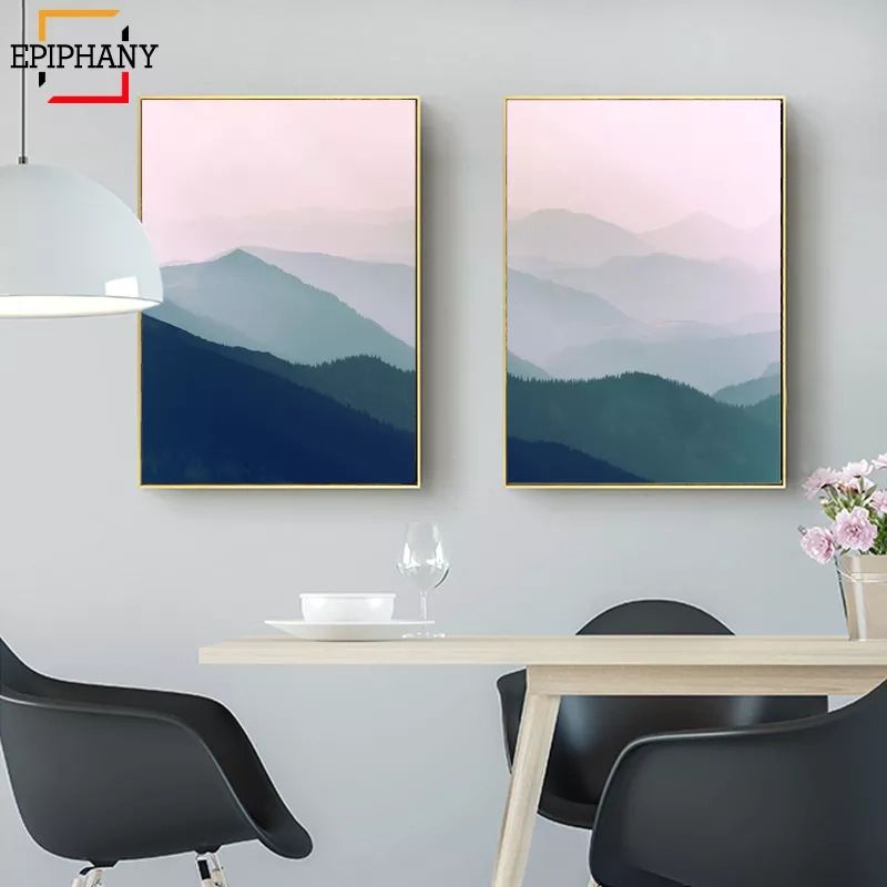 Scandinavian Art Mountain Canvas Painting Minimalist Landscape Nordic  Poster Modern Abstract Wall Art Pictures For Living Room – Aliexpress Home  & Garden Intended For Minimalist Landscape Wall Art (View 13 of 15)