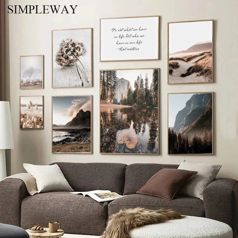 Scandinavian Mountain Lake Wall Art Poster Nordic Photography Print Autumn  Nature Landscape Painting Picture Modern Home Decor|painting & Calligraphy|  – Aliexpress Regarding Mountain Lake Wall Art (View 12 of 15)