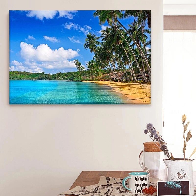 Seascape Tropical Landscape Sunset Wall Art Picture Living Room Kitchen  Bathroom Decoration Sea Beach Wall Painting Bedroom – Painting &  Calligraphy – Aliexpress With Tropical Landscape Wall Art (View 5 of 15)