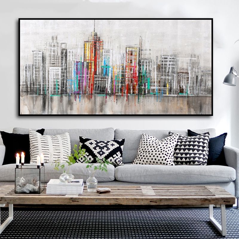 Selflessly Art Abstract Art City Skyline Canvas Painting Printed On Canvas  Wall Art For Living Room Modular Building Pictures – Painting & Calligraphy  – Aliexpress With Town Wall Art (View 6 of 15)
