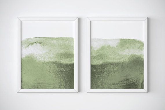 Set Of 2 Light Green Art Prints. Abstract Print Set. Sage Green Prints Set.  Abstract Art Set. Two Prints (View 15 of 15)