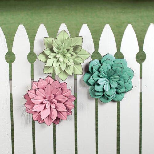 Set Of 3 Dimensional Colorful Antique Look Metal Flower Garden Fence Wall  Art | Ebay Within Flower Garden Wall Art (View 7 of 15)