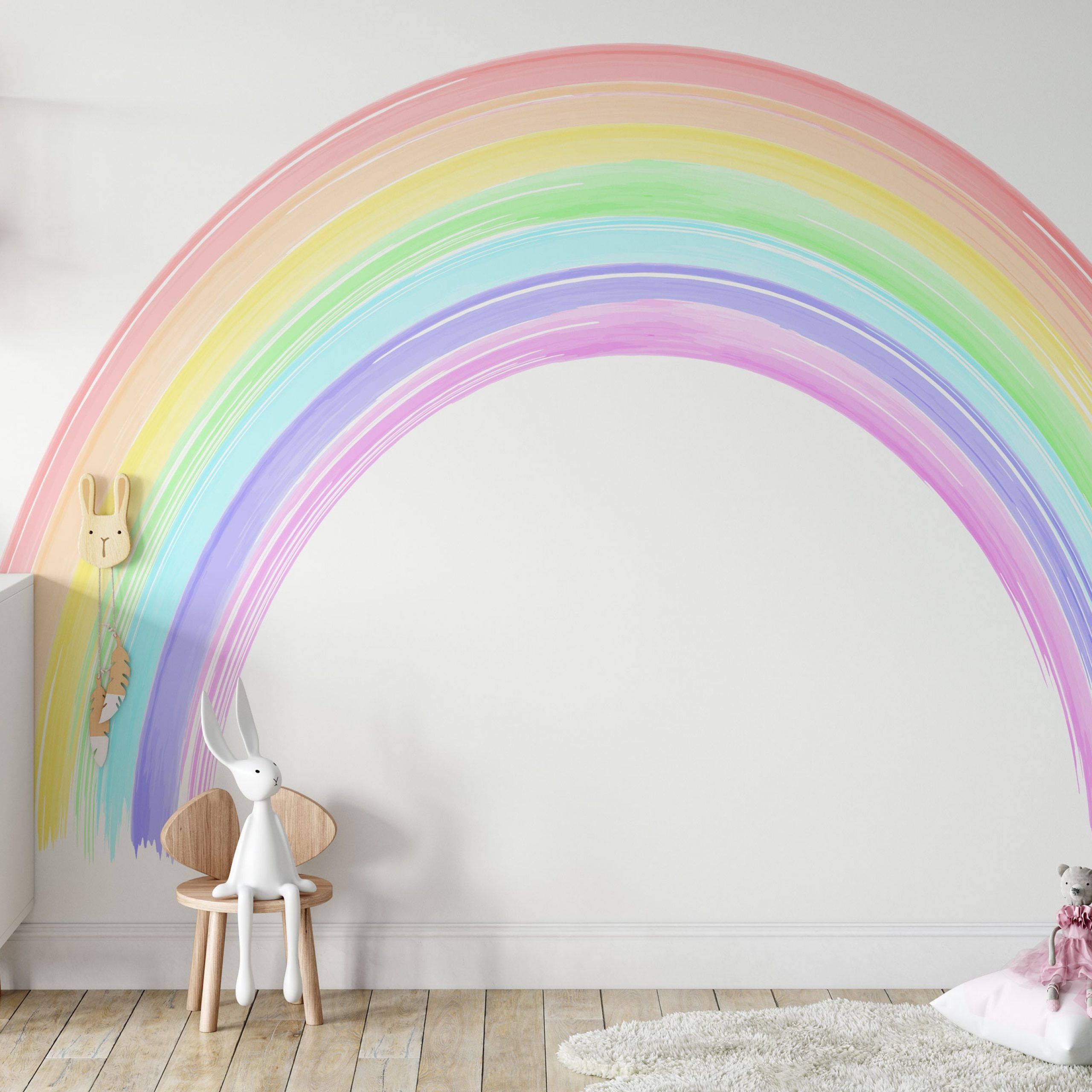 Seven Colours Of The Rainbow Wall Mural Colorful Rainbow Wall – Etsy Intended For Rainbow Wall Art (View 10 of 15)