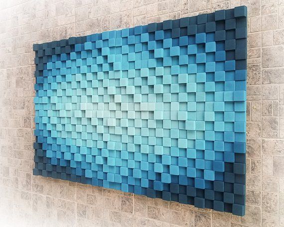 Sky Blue Wood Art Sculpture Bluish Wood Wall Art 3d Wall Art – Etsy | Wood  Wall Art, Wood Art, Wood Wall Art Diy With Blue Wood Wall Art (View 7 of 15)