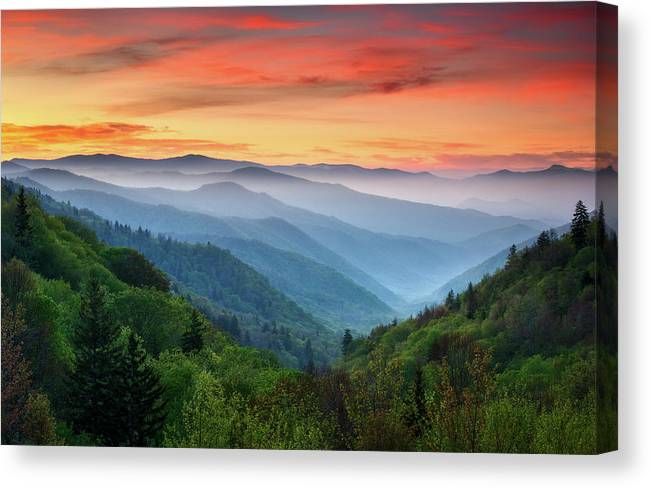 Smoky Mountains Sunrise – Great Smoky Mountains National Park Canvas Print  / Canvas Artdave Allen – Pixels Merch In Smoky Mountain Wall Art (View 4 of 15)