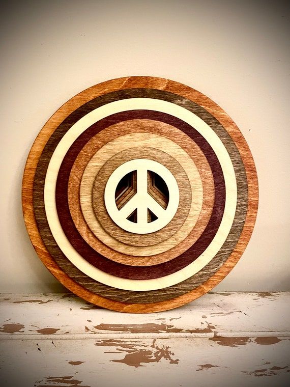 Stacked Peace Signs Wood 3d Table Art Wall Art Home Decor – Etsy For Peace Wood Wall Art (View 3 of 15)
