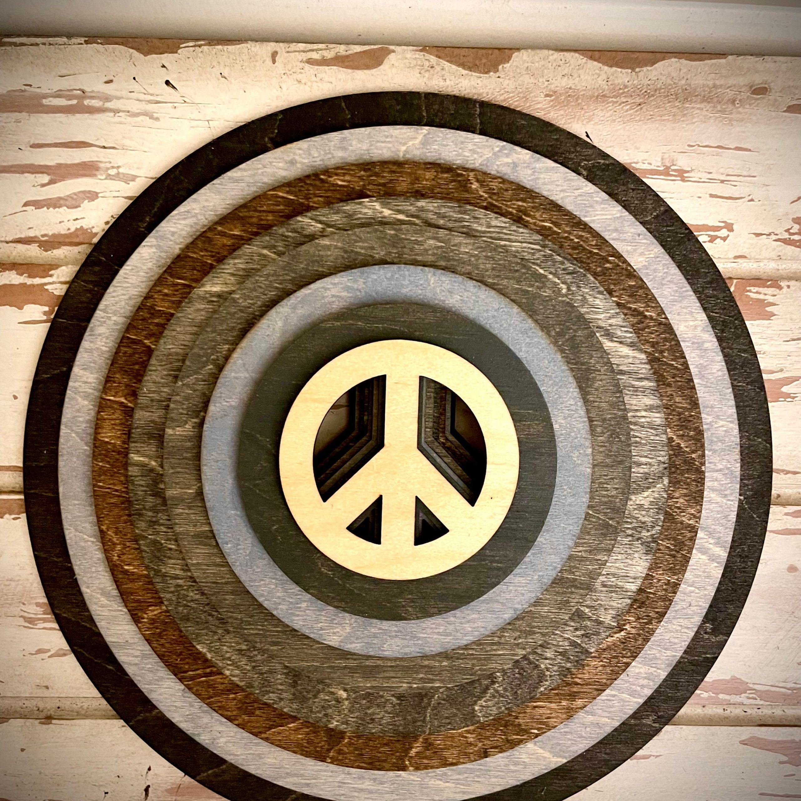 Stacked Peace Signs Wood 3d Table Art Wall Art Home Decor – Etsy Regarding Peace Wood Wall Art (View 1 of 15)