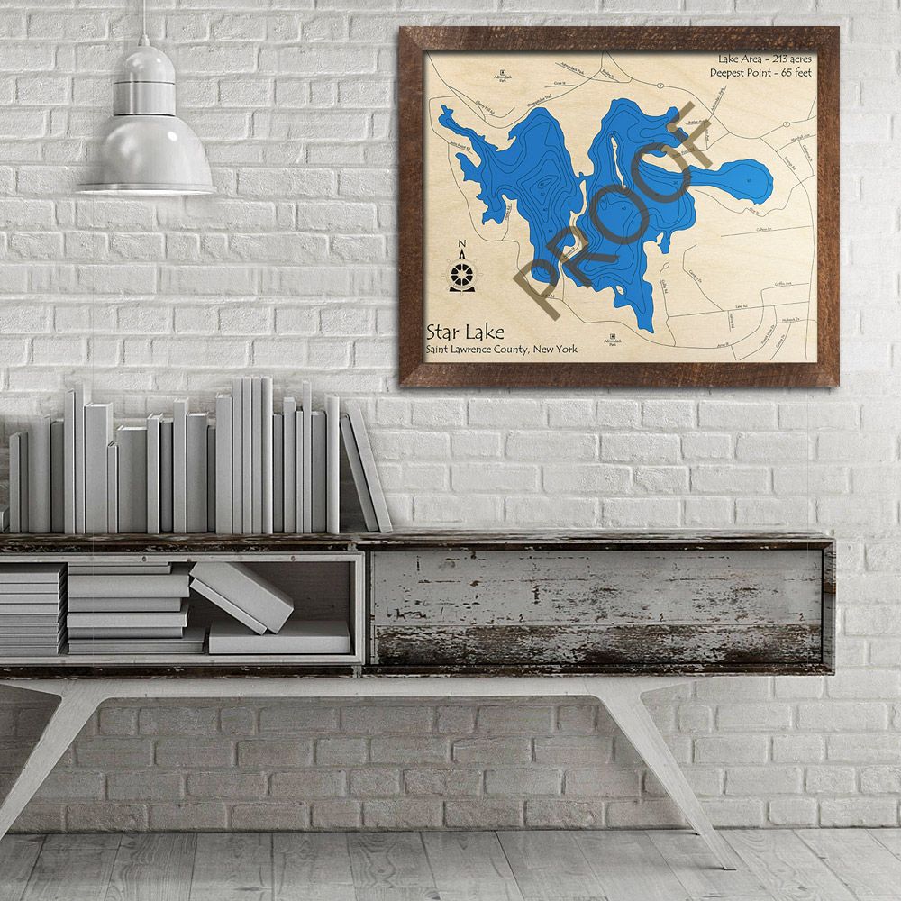Star Lake, Ny 3d Wood Map | Laser Etched Nautical Decor In Star Lake Wall Art (View 7 of 15)