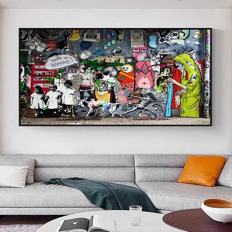 Street Art Graffiti Painting Canvas Not Banksy Murel Montage Abstract Print  Stencil Urban Wall Decor For Modern Living Room|painting & Calligraphy| –  Aliexpress Throughout Urban Wall Art (View 6 of 15)