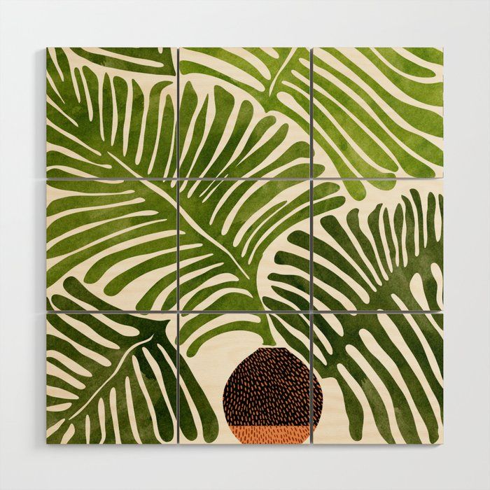 Summer Fern Simple Modern Watercolor Wood Wall Artmodern Tropical |  Society6 Within Summers Wood Wall Art (View 7 of 15)
