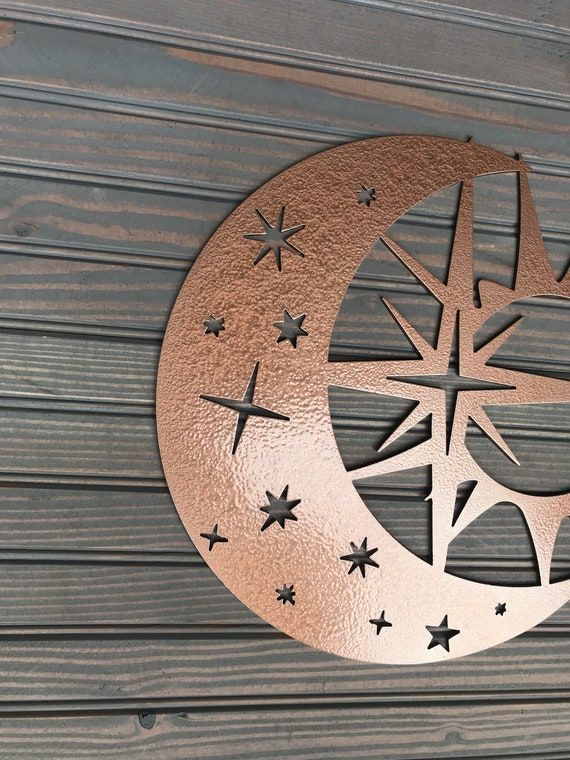 Sun Moon Stars Metal Art Wall Art Home Decor Garden Art – Etsy France Inside Stars Wall Art (View 9 of 15)