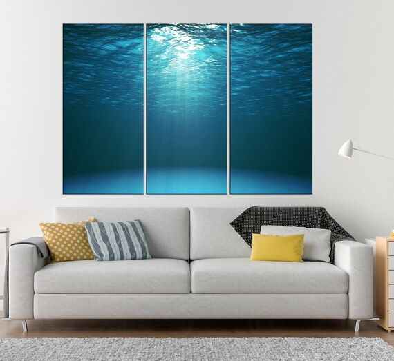 Sun Rays Under Water Canvas Underwater Wall Art Underwater – Etsy Within Underwater Wall Art (View 11 of 15)