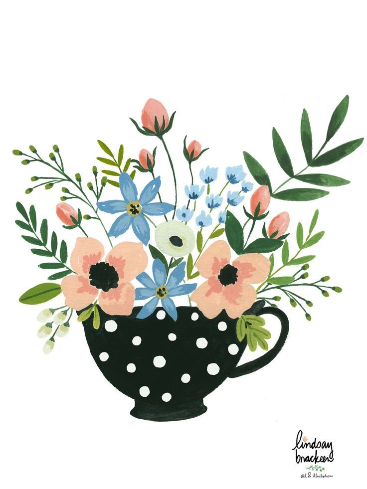 Tea Cup Flowers Print Wall Art Tea Party Decor Nursery Art – Etsy | Flower  Art, Flower Illustration, Flower Drawing For Floral Illustration Wall Art (View 12 of 15)