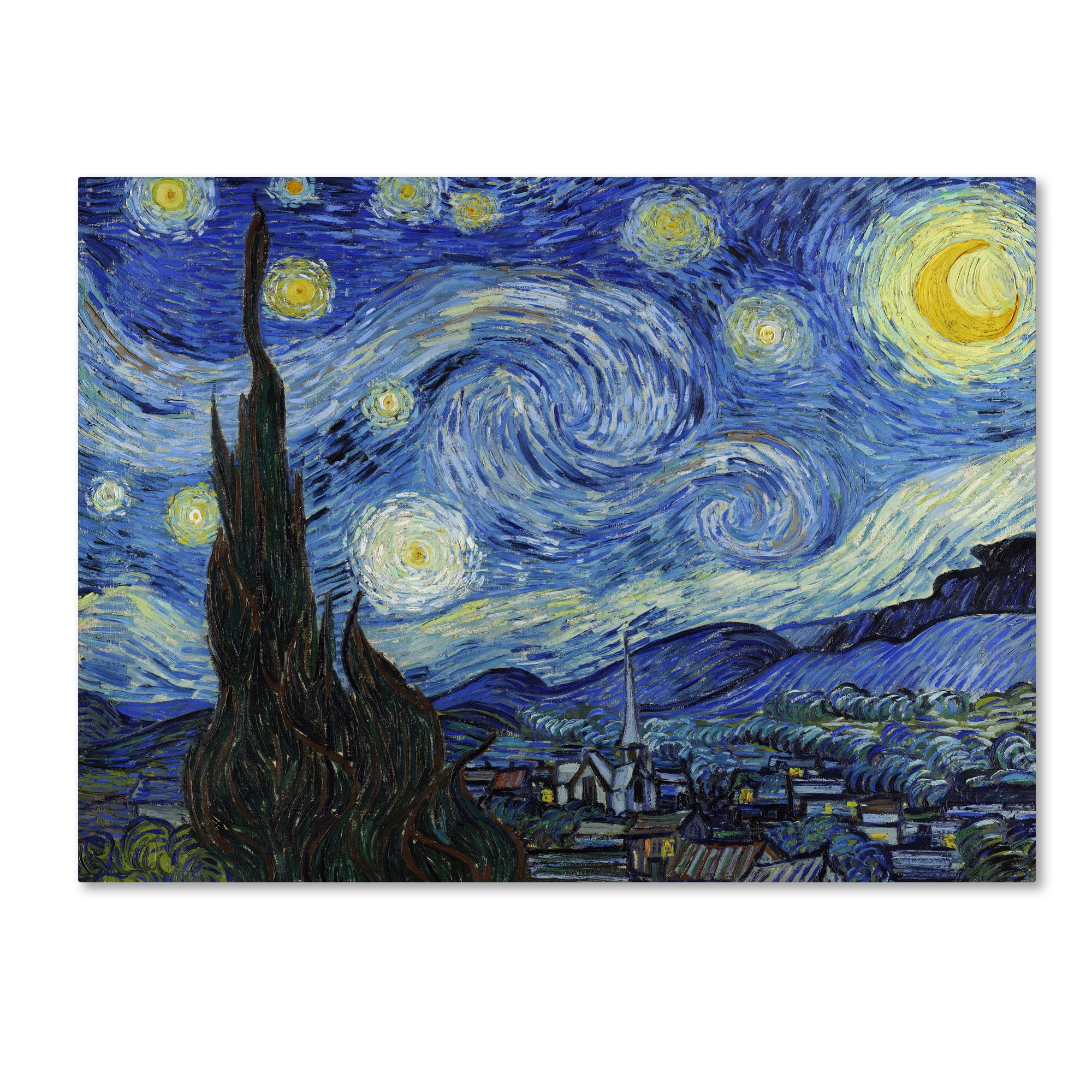 Trademark Fine Art 14x19 Landscape Canvas Wall Art 'starry Night' Vincent Van Gogh – Walmart Intended For Night Wall Art (View 7 of 15)