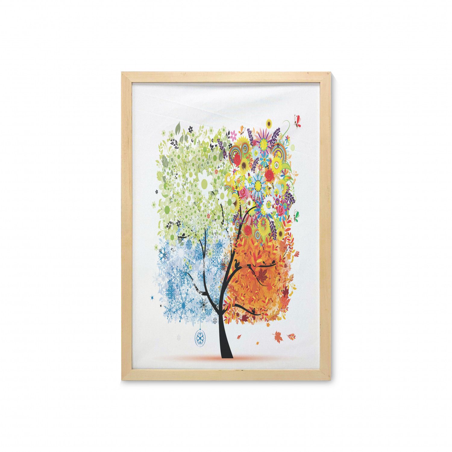 Tree Wall Art With Frame, Seasonal Tree Branches With Flowers Spring Summer  Autumn Winter Growth Theme Art, Printed Fabric Poster For Bathroom Living  Room, 23" X 35", Multicolor,ambesonne – Walmart Intended For Spring Summer Wall Art (View 8 of 15)