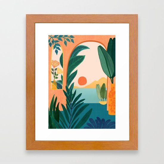 Tropical Evening Framed Art Printkristiangallagher | Society6 | Framed  Art Prints, Framed Art, Tropical Art Print Within Tropical Evening Wall Art (View 8 of 15)