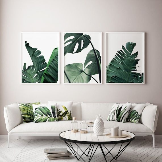 Tropical Leaf Print Set Of 3 Prints Botanical Wall Art Gallery – Etsy Italia In Tropical Leaves Wall Art (View 1 of 15)