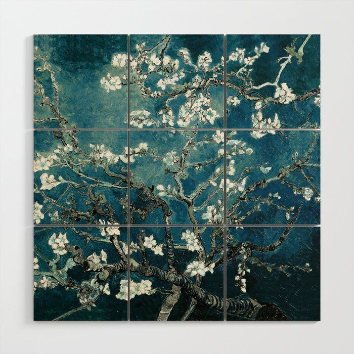 Van Gogh Almond Blossoms : Dark Teal Wood Wall Artpurevintagelove |  Society6 Intended For Dark Teal Wood Wall Art (View 1 of 15)