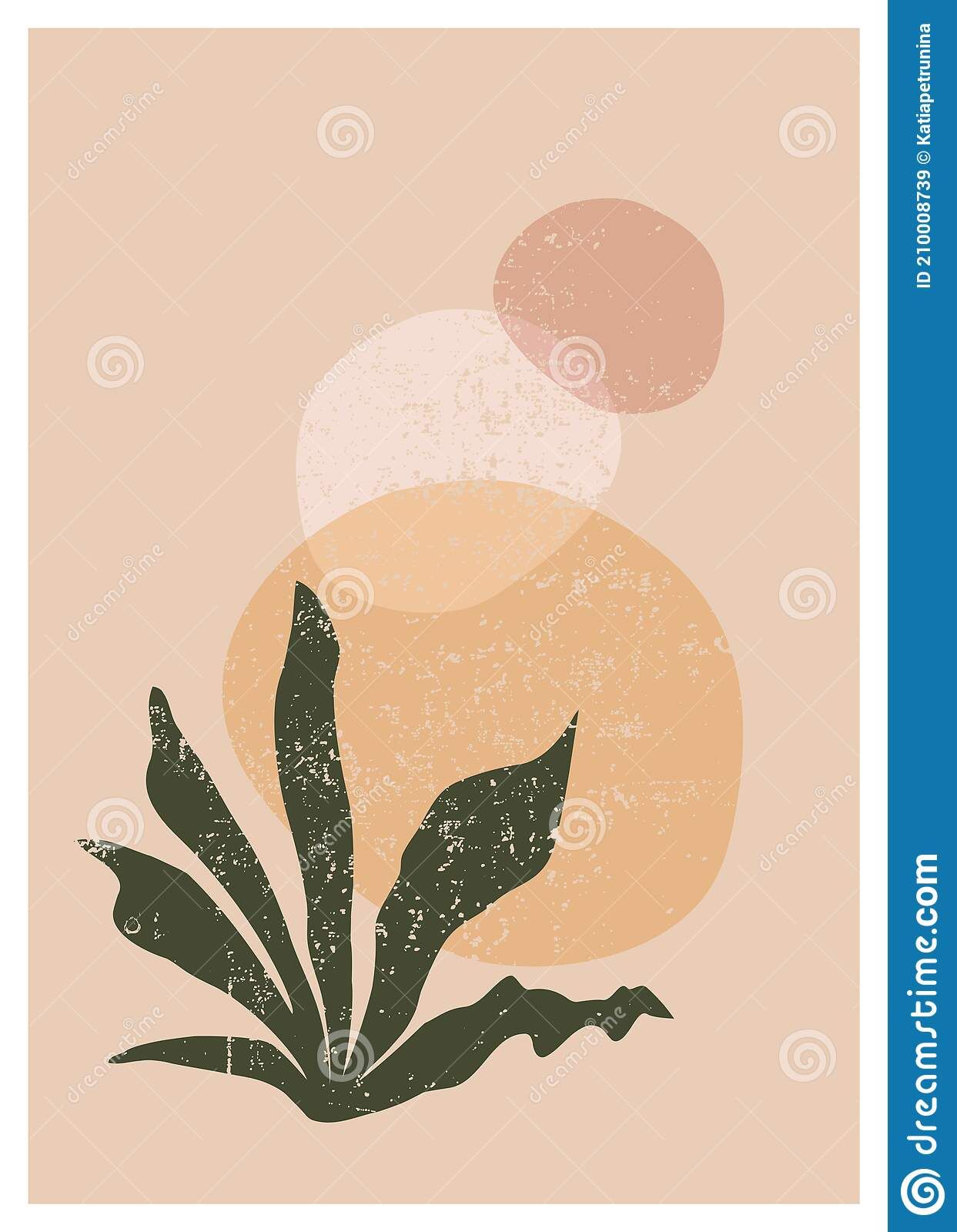 Vector Boho Aesthetic Abstract Botanical Wall Art Poster Print.  Scandinavian Design, Neutral Natural Colors (View 12 of 15)