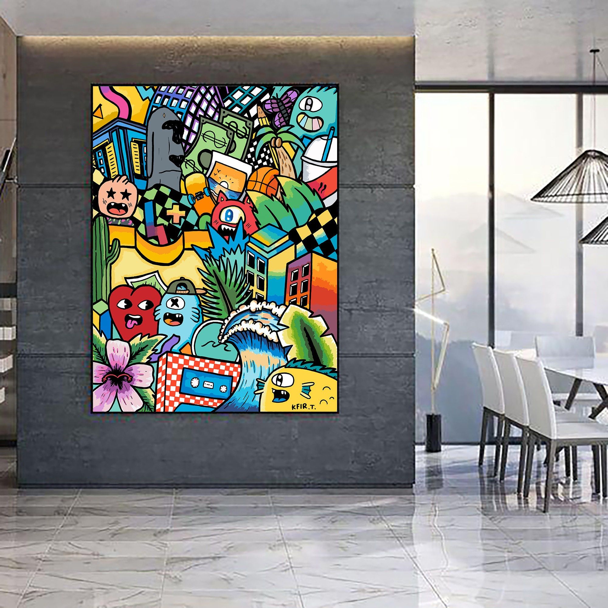 Vertical Colorful Street Art Painting Pop Art Canvas Art – Etsy Intended For Graffiti Style Wall Art (View 5 of 15)