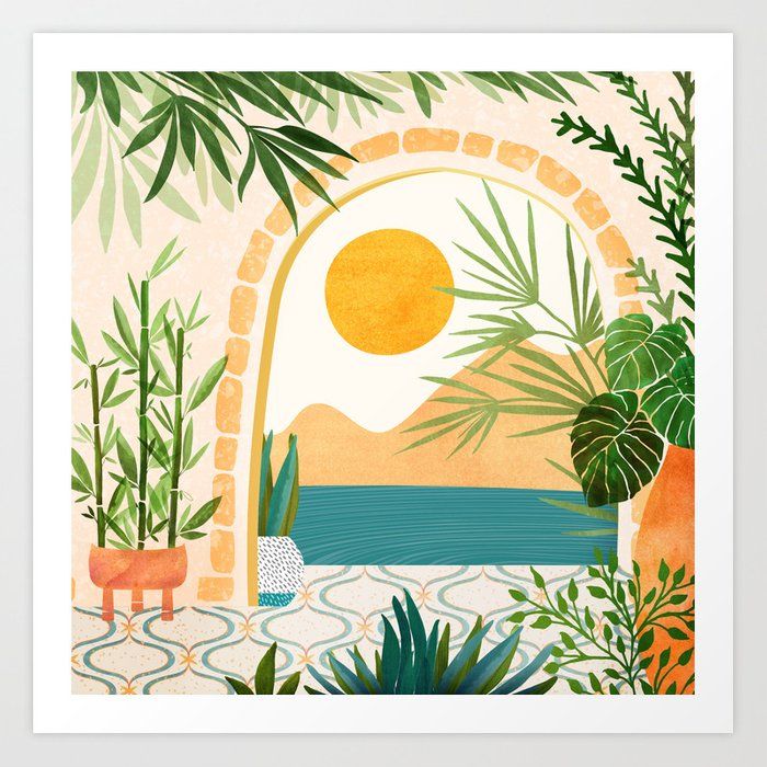 Villa View Tropical Landscape / Villa Series Art Printmodern Tropical |  Society6 For Tropical Landscape Wall Art (View 14 of 15)