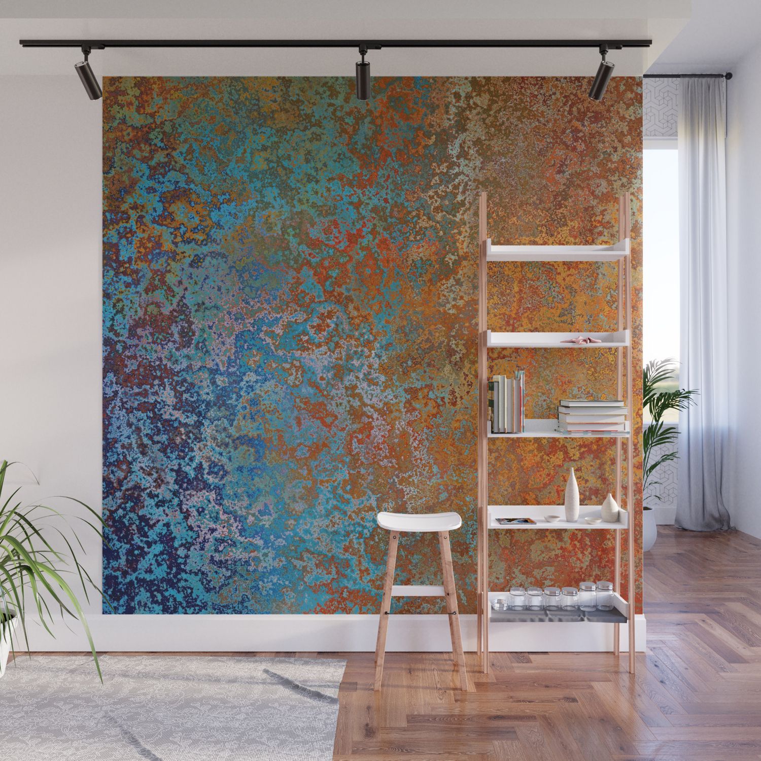 Vintage Rust, Copper And Blue Wall Muralmegan Morris | Society6 Throughout Vintage Rust Wall Art (View 12 of 15)