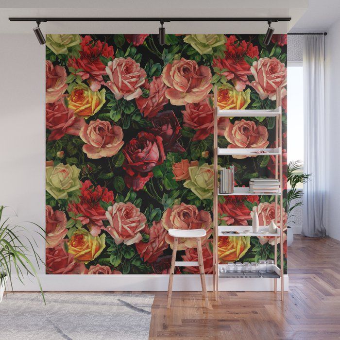 Vintage & Shabby Chic – Floral Roses Flowers Rose Wall Muralvintage  Love | Society6 Within Roses Wall Art (View 4 of 15)