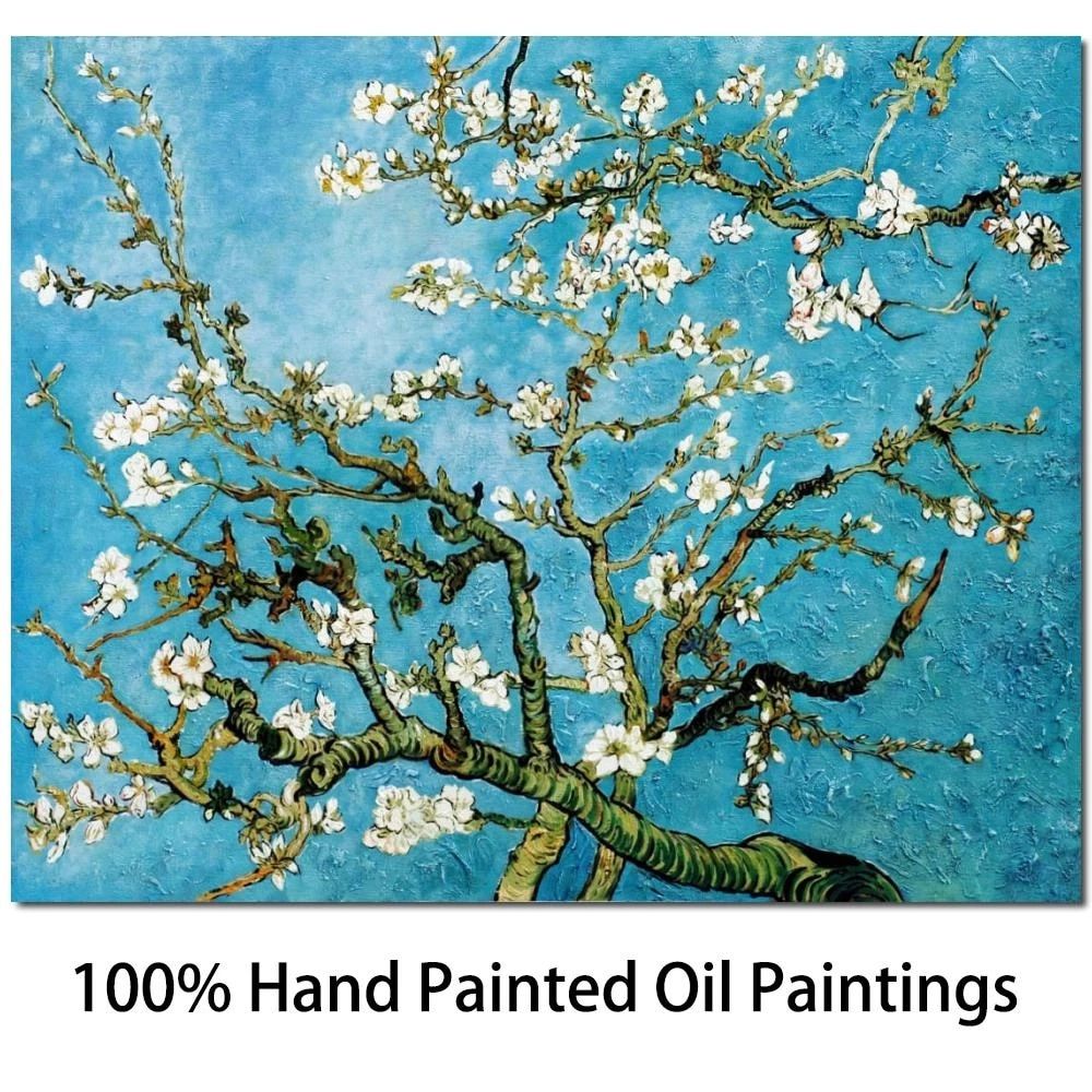 Wall Art Almond Blossom Oil Paintings Vincent Van Gogh Canvas Reproduction  Hand Painted Modern Flower Artwork Blue Bedroom Decor|painting Canvas  Material|canvas Painting For Salecanvas Painting Clock – Aliexpress Pertaining To Almond Blossoms Wall Art (View 12 of 15)