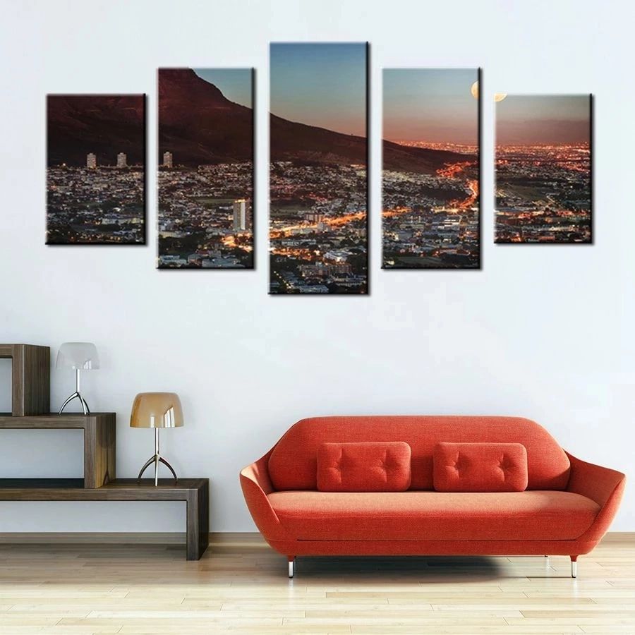 Wall Art Gallery Cape Town Mountain With Moon South Africa Canvas Print  Picture City Landscape Wall Decor For Bedroom Kitchen – Painting &  Calligraphy – Aliexpress For Town Wall Art (View 12 of 15)