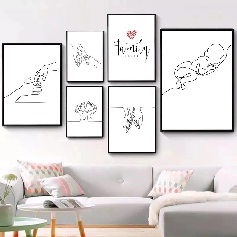 Wall Art Happy Family Canvas Painting Art Hand Drawn Lines Love Baby Nordic  Posters For Kids' Nursery Room Decor Wall Art Mural – Painting &  Calligraphy – Aliexpress Intended For Hand Drawn Wall Art (View 2 of 15)