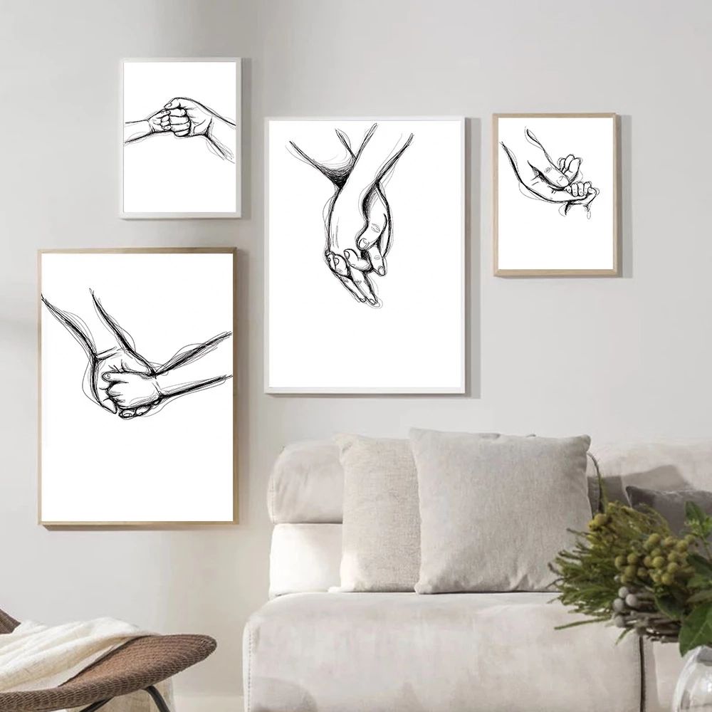 Wall Art Mom Dad Son Daughter Love Canvas Painting Art Hand Drawn Line Baby  Nordic Posters For Kids' Nursery Room Decor Wall Art|painting &  Calligraphy| – Aliexpress Within Hand Drawn Wall Art (View 11 of 15)
