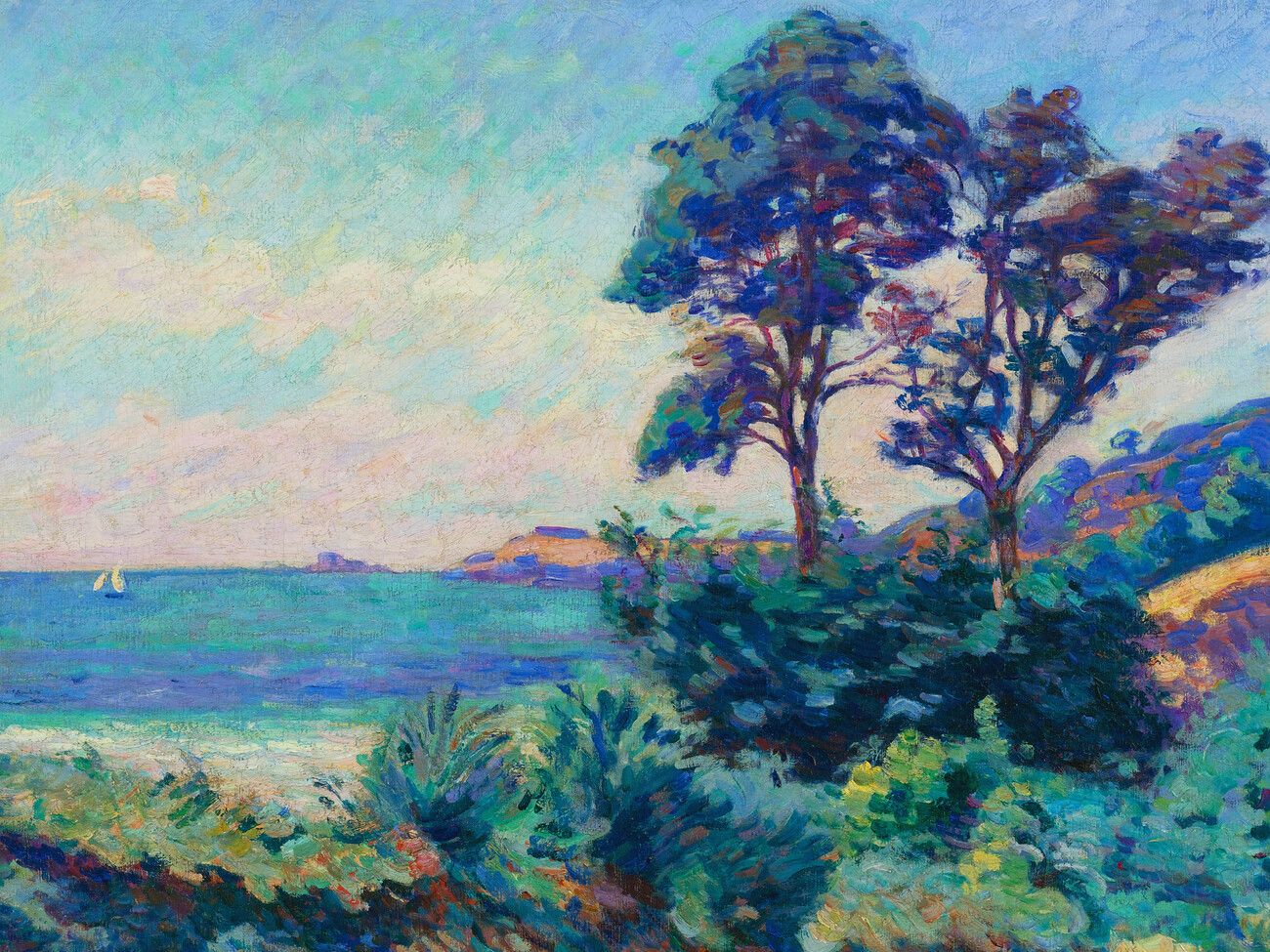 Wall Art Print | Marine À Saint Palais (tropical Landscape With A Boat On  The Water) – Armand Guillaumin | Europosters In Tropical Landscape Wall Art (View 7 of 15)