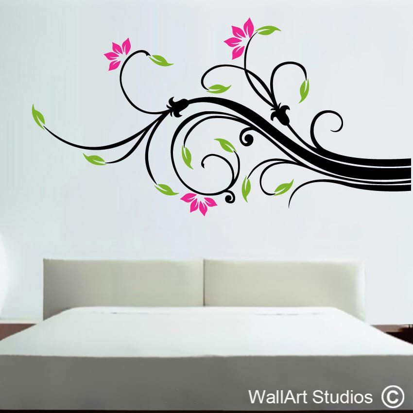 Wall Art Swirl | Decorative Floral Wall Decals | Wall Art Studios Inside Swirl Wall Art (View 1 of 15)