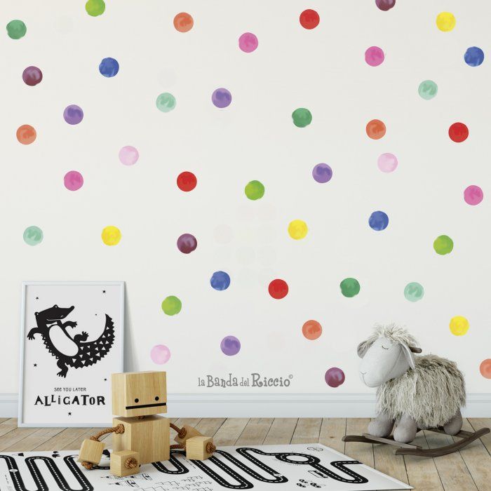 Wall Decals Polka Dots Rainbow Watercolour Inside Dots Wall Art (View 4 of 15)