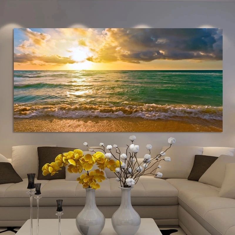 Wall Painting Landscape Posters And Print Wall Art Canvas Painting Seascape  Sunrise Pictures For Living Room Home Decor No Frame – Painting &  Calligraphy – Aliexpress With Sunrise Wall Art (View 7 of 15)